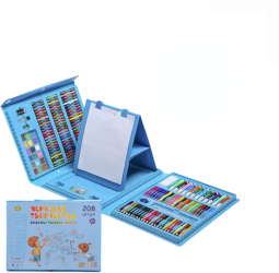 Set pictura si desen pentru copii si elevi 208 piese din plastic Yash albastru 41 x 31 x 6 cm 