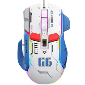 Mouse Gaming G6 Alb RGB On-Off 12800 DPI Reglabil 6 trepte 10 Butoane Programabile Iluminare LED Ergonomic Performanta si Precizie 