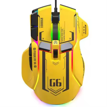 Mouse Gaming G6 Galben RGB On-Off 12800 DPI Reglabil 6 trepte 10 Butoane Programabile Iluminare LED Ergonomic Performanta si Precizi 
