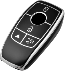 Husa negru pentru cheie Mercedes Benz W205 W213 W222 X167 W177 A C E S G Class GLC CLA 4 butoane 