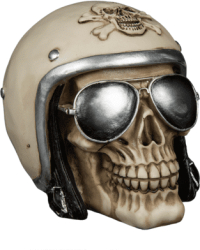 Pusculita craniu motociclist cu casca 