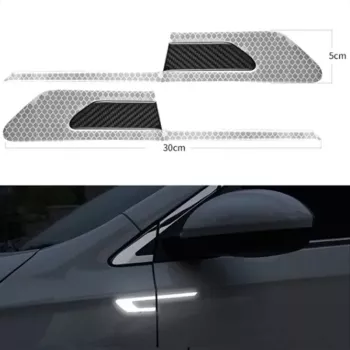 Set 2 stickere reflectorizante BUMERANG cu insertie Carbon 5D culoare Argintiu 