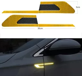 Set 2 stickere reflectorizante BUMERANG cu insertie Carbon 5D culoare Galben 
