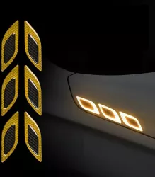 Set 2 stickere reflectorizante DIAMOND cu insertie Carbon 5D culoare Galbena 