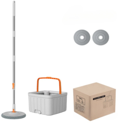 Set mop rotativ cu doua rezerve ArvadaCleanMagic galeata patrata dimensiuni 31x31x22cm compartimente separate robinet de scurgere a apei 