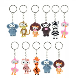 Set 12 bucati breloc din cauciuc diverse animale Gonga® Multicolor 