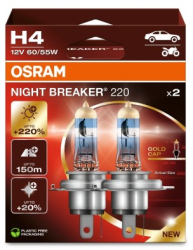 Set 2 becuri auto Osram H4 Night Breaker +220 12V 60/55W 