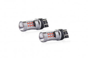 Set 2 becuri Led Auto Rosu T20 W21/5W Canbus cu 24SMD dubla intensitate 12-24V Rosu 