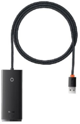 Adaptor Baseus WKQX030101 4 porturi Hub USB-A USB 3.0 1 m Negru 