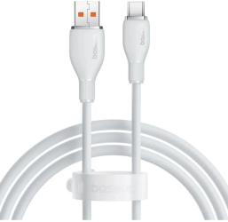 Cablu Baseus Pudding Series USB la USB-C 100W Fast Charging 1.2m Alb 