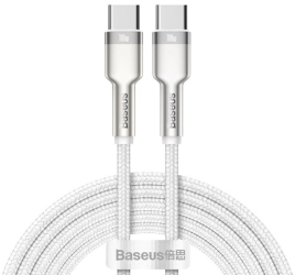 Cablu alimentare si date Baseus Cafule Metal Fast Charging USB Type-C la USB Type-C 100W braided 2m Alb 