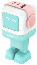 Incarcator retea Ugreen Uno 65W GaN Fast Charging 2x USB-C 1x USB-A Albastru 