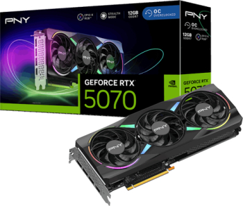 Placa video PNY EPIC-X Triple Fan OC ARGB NVIDIA GeForce RTX 5070 12GB GDDR7 192 bit DLSS 4 