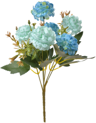 Buchet flori artificiale verzi albastre 15x10x30 cm 