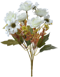 Buchet flori artificiale verzi albe 15x10x30 cm 