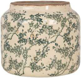 Ghiveci flori ceramica verde bej 18x16 cm 