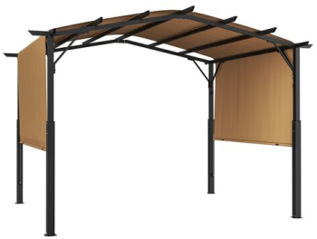 Pavilion retractabil 2.96 x 3.95 x 2.3 m impermeabilizare superioara protectie solara UV50+ Otel/Poliester Bej 