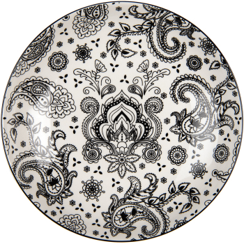 Set 2 farfurii ceramica alba neagra 21x3 cm 