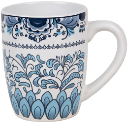 Set 6 cani ceramica alba albastra 12x8x10 cm 300 ml 