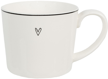 Set 6 cani ceramica alba neagra Heart 12x8x7 cm 275 ml 