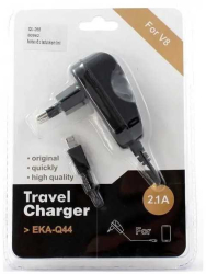 Alimentator incarcator EKA-Q26 100-240VAC - DC 5V 2.1A cu fir si conector micro USB negru 