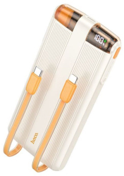 Baterie externa cu Cabluri integrate Hoco J127A Type-C + Lightning Powerbank 10.000mAh Beige 