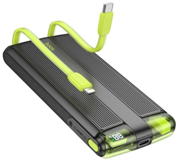 Baterie externa cu Cabluri integrate Hoco J127A Type-C + Lightning Powerbank 10.000mAh Negru 