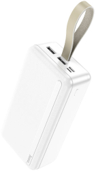 Baterie externa Hoco 30.000mAh Intelligent Balance 111Wh cu doua iesiri USB-A x 5V 2.1A Li-Ion si indicator LED J91B Alba 