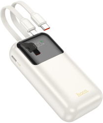 Baterie Hoco Q25 Powerbank 10.000mAh Cabluri integrate Type-C + Lightning Bej 