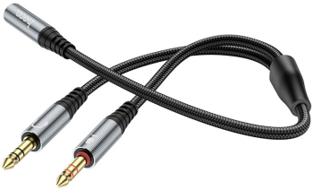 Cablu Audio HOCO UPA21 3.5 mm la 3.5 mm Mama la 2 x Tata 0.25 m Negru