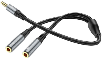 Cablu Audio HOCO UPA21 3.5 mm la 3.5 mm Tata la 2 x Mama 0.25 m Negru
