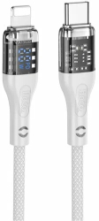 Cablu Compatibil cu iPhone type-C la Lightning Hoco U115 PD 20W Textil Alb 