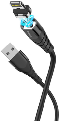 Cablu de Incarcare Magnetic USB-A la Lightning 12W 2.4A 1.2m Hoco Racer X63 Black 