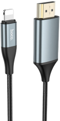 Cablu HDMI cu conector Lightning HD 1080p Invelis textil Lungime Cablu 2 Metri Negru Hoco UA27 