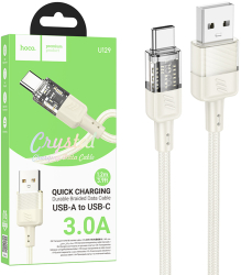 Cablu Hoco pentru incarcare si sincronizare date USB-A la USB-C Quick Charge 3A 1.2m Spirit U129 Bej 