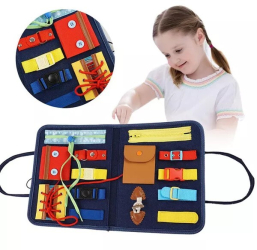 Carte Senzoriala Educativa Montessori Dezvoltare Abilitati Motorii 2 Pagini 28x22x3 cm Albastru 