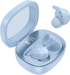 Casti Bluetooth Hoco EW65 Shadow Capacitate 500mAh Autonomie 4 Ore Afisaj Digital Albastru 