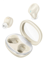 Casti Bluetooth TWS cu Carcasa Transparenta si Display Digital Hoco EQ3 Milky White 