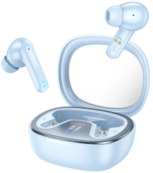 Casti Bluetooth TWS cu Carcasa Transparenta si Display Digital Hoco Shadow EQ6 Blue 
