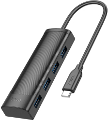 Hub Multiport USB-C la 4xUSB-A 2.0 480Mps 20 cm Negru Hoco HB41 