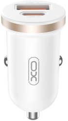 Incarcator auto 12V XO 30W USB-A USB-C QC 3.0 PD3 CC56 alb 