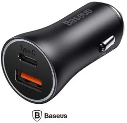 Incarcator auto Baseus CGJM000113 Golden Contactor Max Quick Charge 60W 1x USB 5V/3A 1x USB Type-C gri