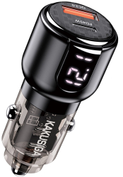 Incarcator Auto Fast Charge Kakusiga KSC-1174 75W PD Dual Port cu cablu tip Lightning - Negru 