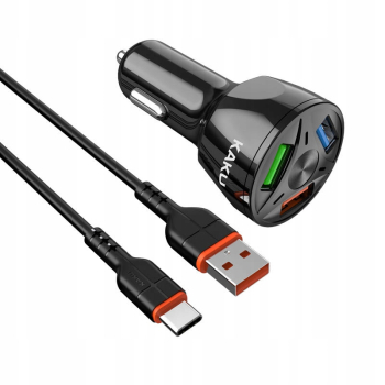 Incarcator auto KakuSiga 20W 4 8A QC3.0 3xUSB Cablu USB tip C Incarcare rapida Negru 