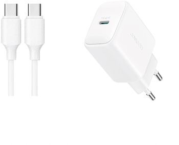 Incarcator de retea Joyroom JR-TCF20 20W USB-C alb cu cablu USB-C 1m 