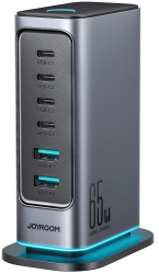 Incarcator multiplu retea Joyroom 65 W 4 x USB-C 2 x USB-A 1.5 m Gri inchis 