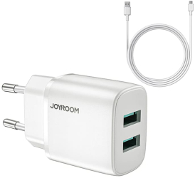 Incarcator pentru Priza 2x USB 12W 2.4A + Cablu Micro-USB - JoyRoom L-2A123 - Negru 