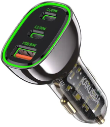 Incarcator Priza Auto Kakusiga KSC-1056 3xUSB PD 125W Quick Charge Negru 