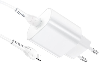 Incarcator Retea cu cablu USB Type-C Quick Charge 25W 1 X USB Tip-C Alb HOCO N22 