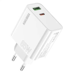 Incarcator Retea Dual Port Kakusiga KSC-934 Fast Charging 65W 1xUSB-C 1xUSB-A Alb 